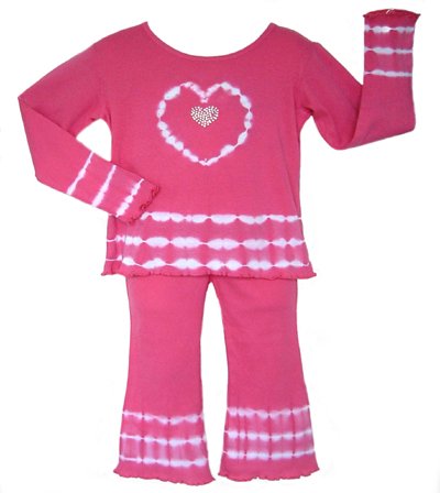 Pink and White Tie Dye Heart Outfit- 3-6 months