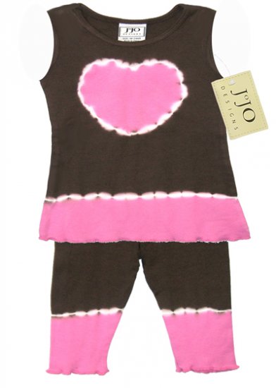 Pink and Brown Tie Dye Heart Outfit Sleeveless 3-6 months