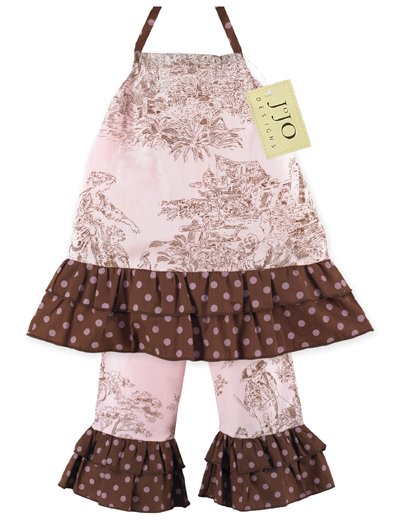 Chocolate and Pink French Toile Outfit 3-6 months