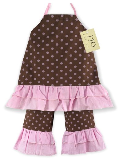 Chocolate and Pink Polka Dot Halter Outfit 3-6 months