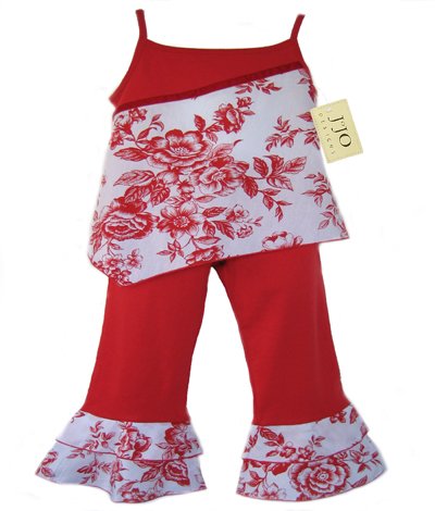 Red and White Floral Outfit 3-6 months