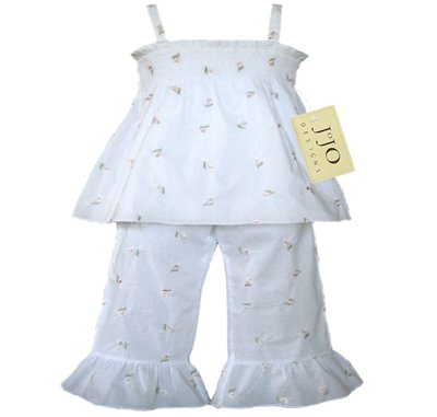 White Smocked Capri Outfit 3-6