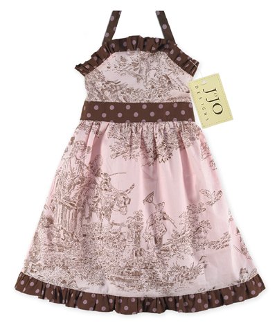 Chocolate and Pink French Toile Halter Dress 6-12