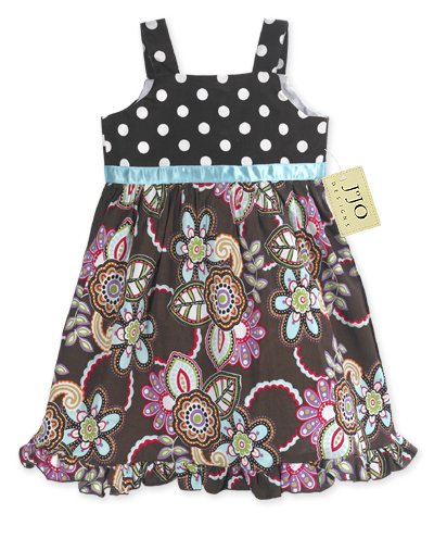 Chocolate and Pink Floral Dot Dress 6-12