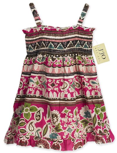 Hot Pink Patterned Smocked Dress 6-12