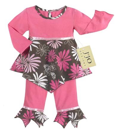 Pink and Brown Flower Outfit 6-12