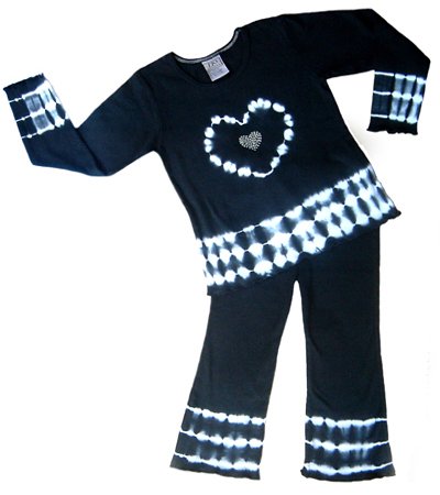 Black and White Tie Dye Heart Outfit 6-12