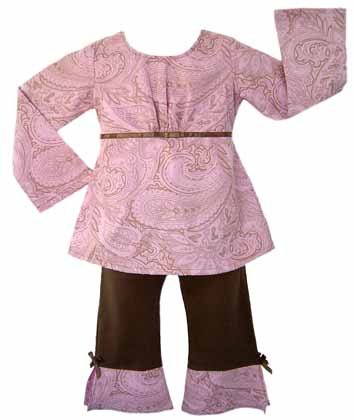 Pink and Brown Paisley Outfit (Long Sleeve) 6-12