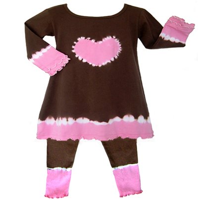 Pink and Brown Tie Dye Heart Outfit/Dress Long Sleeve 6-12