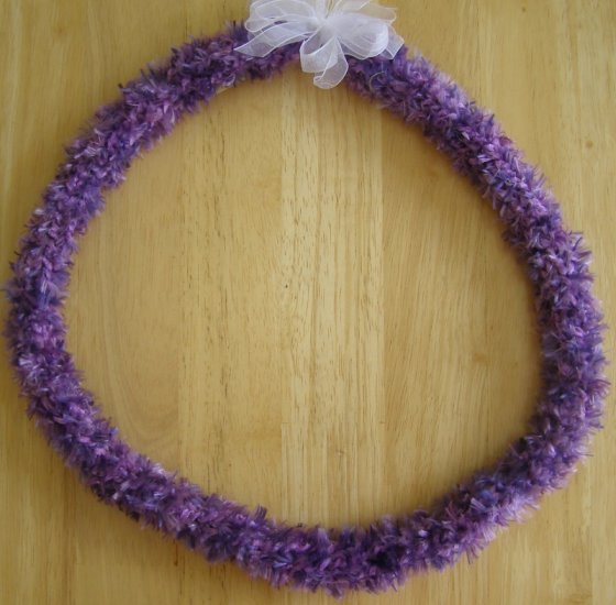Hawaiian child lei or hat band w/ purple eyelash yarn