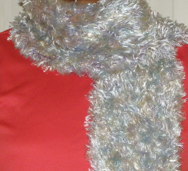 handmade women's crochet scarf soft pastel Fun Fur