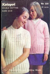 1970s Vintage Knitting Pattern Twin Set Teens