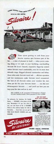 1947 Luscombe Airplane Print Ad-Silvaire Model Aircraft