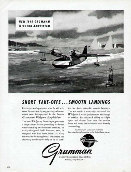 1946 Grumman Aircraft Print Ad-Widgeon Amphibian Airplane