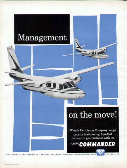 1960 Aero Commander Aircraft Print Ad-Wanda Petroleum Co