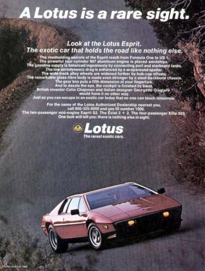1980 Lotus Esprit Sports Car Print Ad-Colin Chapman Inventor
