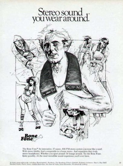 1980 Bone Fone Stereo Speaker Print Ad-Wear Around Neck
