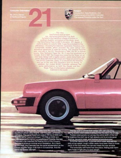 1983 Porsche 911SC Cabriolet Vintage Car Print Ad-Red