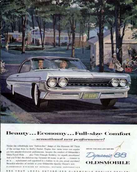 1961 Oldsmobile Dynamic 88 Vintage Car Print Ad-White
