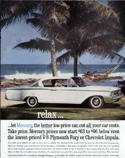 1960 Mercury Monterey Car Print Ad-Dorado Beach