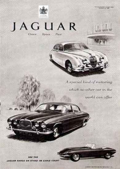1962 Jaguar Vintage Car Print Ad-Convertible & Sedan
