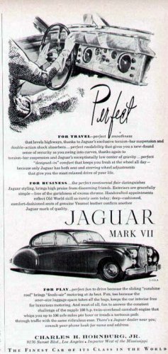 1952 Jaguar Mark VII Vintage Car Print Ad-Shows Dash
