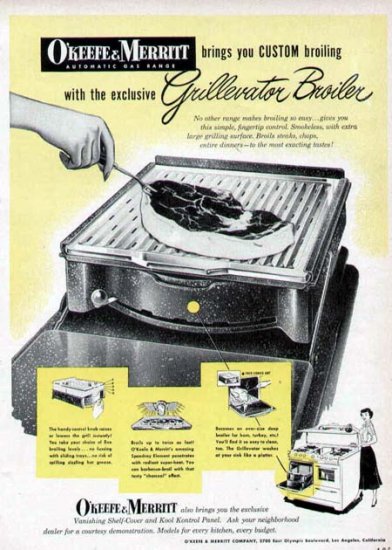 1952 O'Keefee & Merritt Cook Stove Range Print Ad-Grillerator