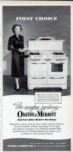 1952 O'Keefee & Merritt Cook Stove Range Print Ad-Piper Laurie