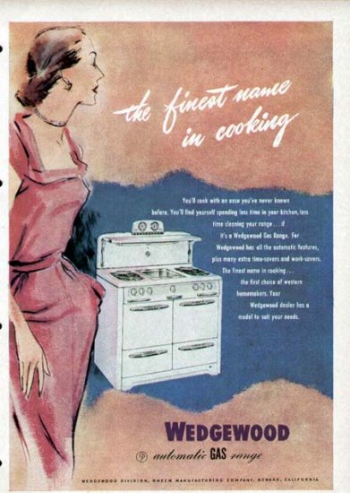 1952 Wedgewood Gas Cook Range Print Ad-In Color