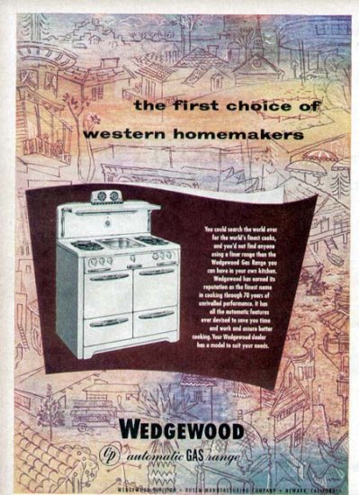 1952 Wedgewood Gas Cook Range Print Ad-In Color