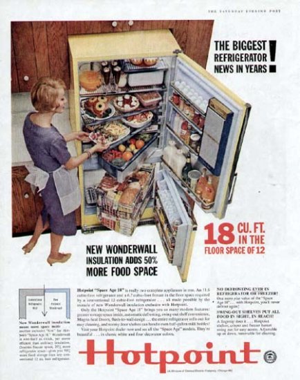 1960 Hotpoint Wonderwall Refrigerator Print Ad-Space Age 18