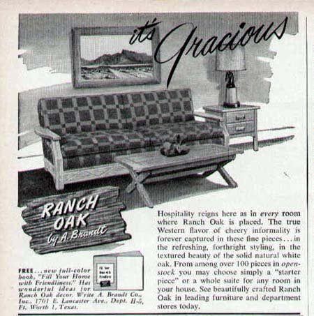 1952 Ranch Oak Furniture Print Ad-A. Brandt Design