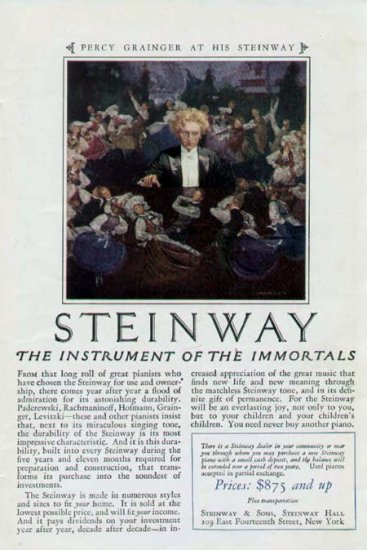 1925 Steinway Piano Print Ad-Percy Grainger Plays