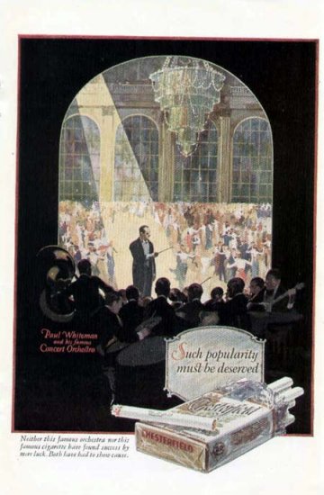 1925 Chesterfield Cigarettes Ad-Paul Whiteman Orchestra
