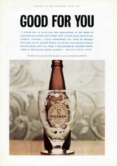 1963 Guinness Extra Stout Vintage Print Ad-Good For You