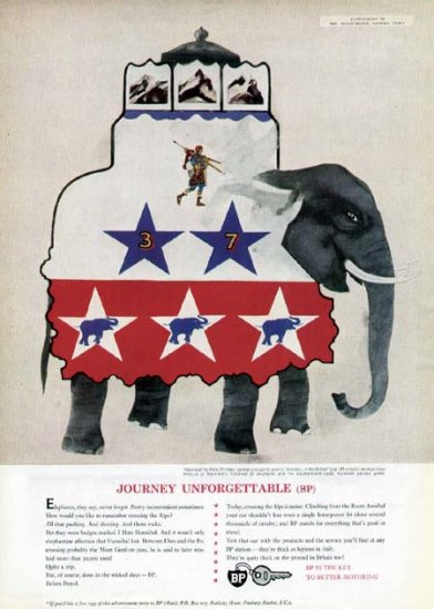 1963 British Petroleum Print Ad-Hannibal Elephant Art Peter Phillips
