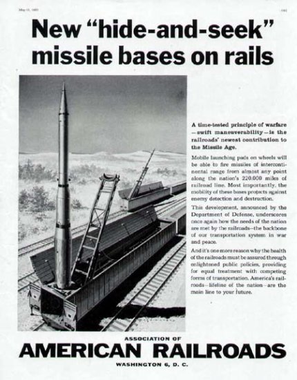 1960 American Railroad Print Ad-Missile Bases on Rails Space Rocket