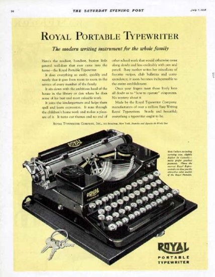 1928 Royal Portable Typewriter Print Ad-Sixty Dollars Will Buy