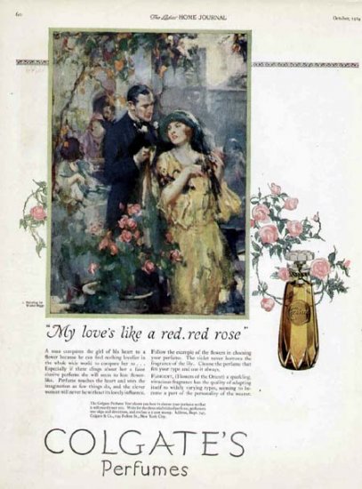 1924 Colgates Perfume Vintage Color Print Ad-Florient