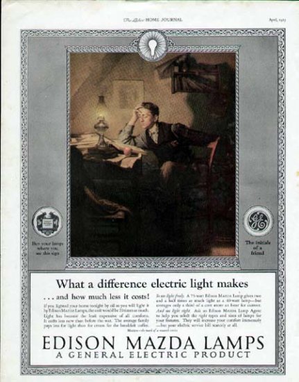 1925 Edison Mazda Lamps Vintage Print Ad-Boy Studies