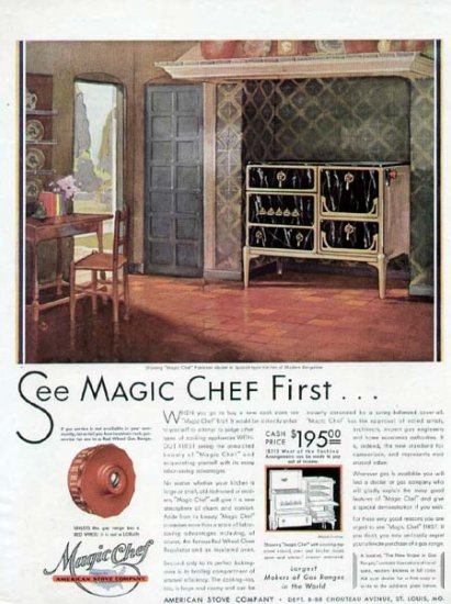 1920s Vintage Magic Chef Cook Stove Print Ad-Bungalow Living