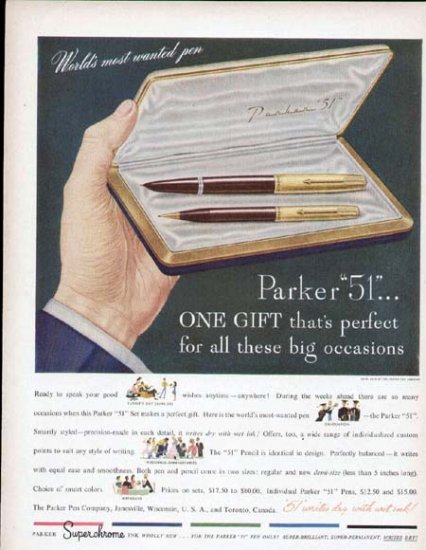 1948 Parker 51 Fountain Pen Print Ad-Most Wanted Pen