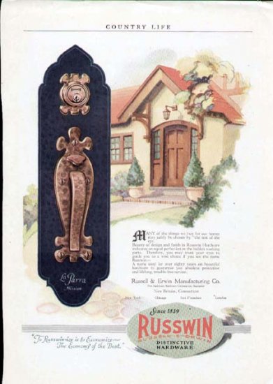 1920's Russwin Hardware Print Ad-Craftsman Door Handle