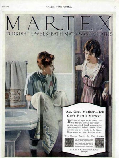 1923 Martex Turkish Towel Vintage Print Ad-Boy Washes Dirty Face