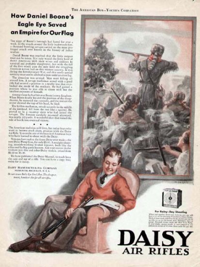 1932 Daisy Air Rifle Vintge Print Ad-Daniel Boone Saves the Day