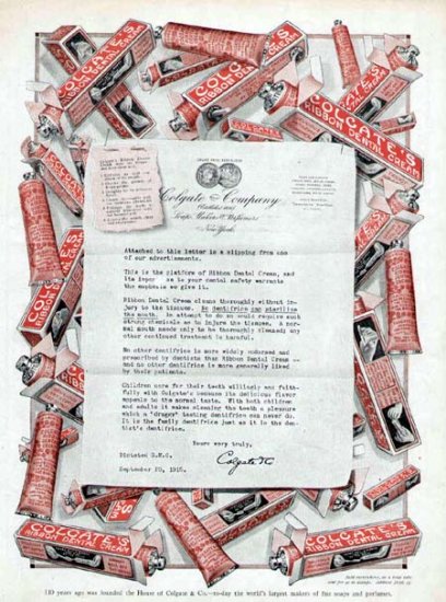 1915 Colgate Ribbon Dental Cream Toothpaste Vintage Print Ad