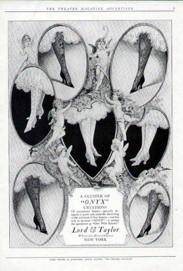 1907 Lord & Taylor Onyx Hosiery Stockings Antique Print Ad-Patterns