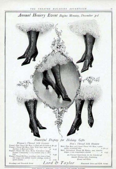 1906 Lord & Taylor Onyx Hosiery Stockings Antique Print Ad-Patterns