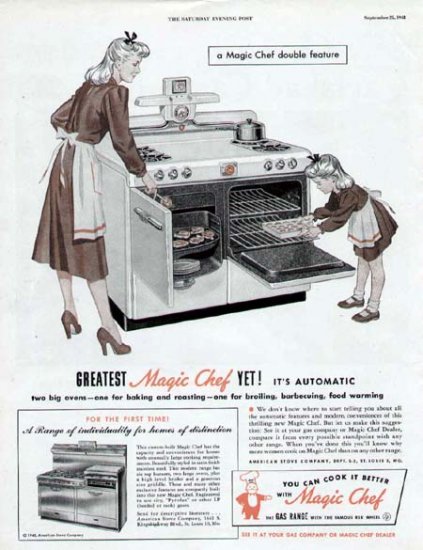 1948 Magic Chef Cook Stove Gas Range Vintage Print Ad-two ovens