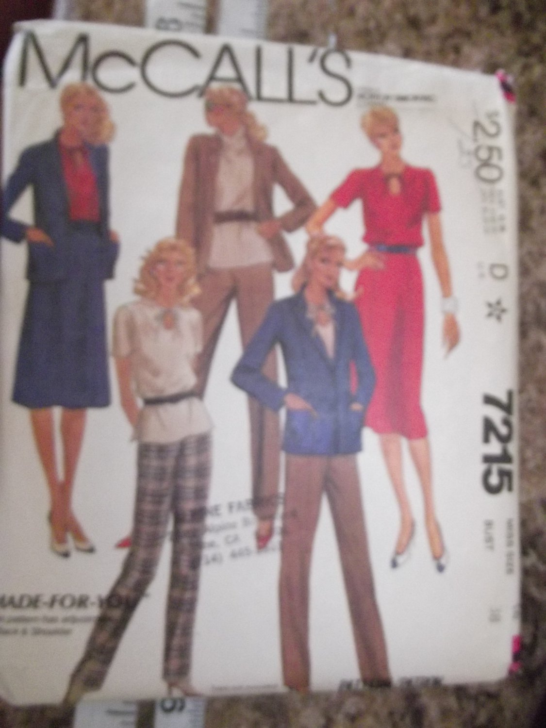 Vintage McCalls pattern 7215 size 16 from 1980